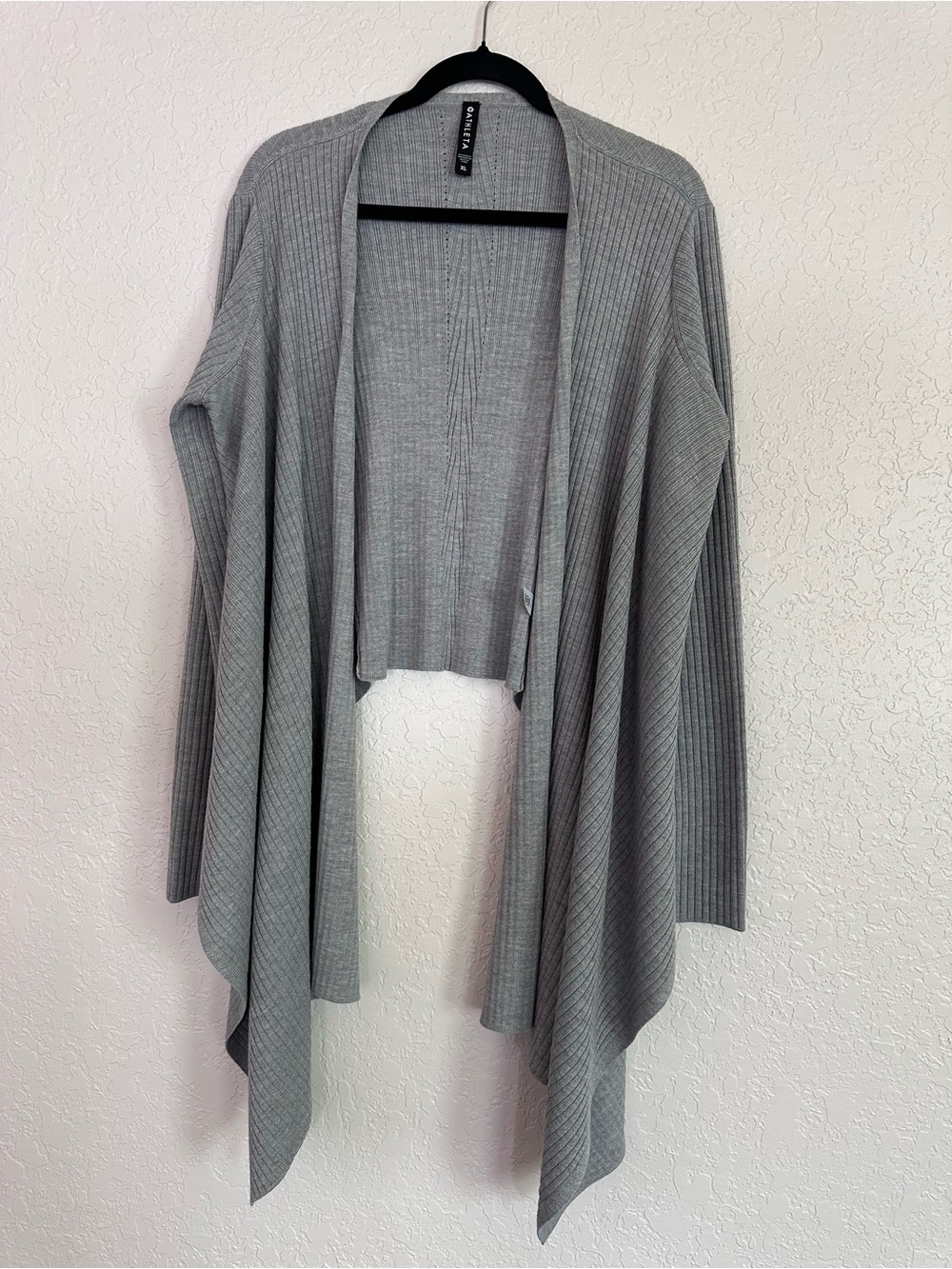 Athleta Gray Solstice Wrap Cardigan Sweater Merino Wool Blend Size XL